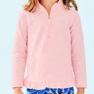 Lilly Pulitzer Girls mini Killian Ruffle Popover in pink sizes M (6/7) & XL NWT
